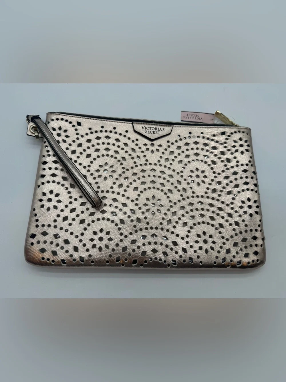 Victoria's Secret Metallic Rose Gold Laser-Cut Clutch Wristlet